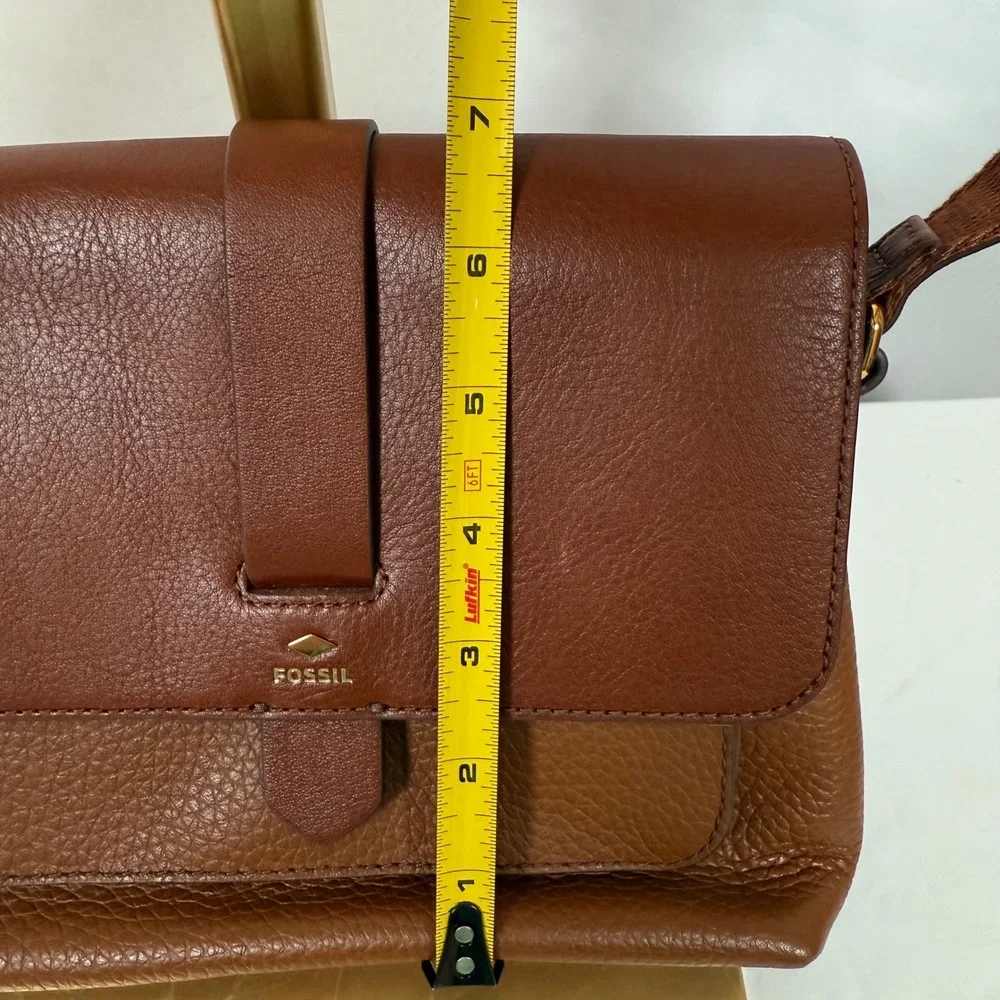 Fossil Kinley Brown Leather Crossbody Bag Small Zip &‎ Flap Purse